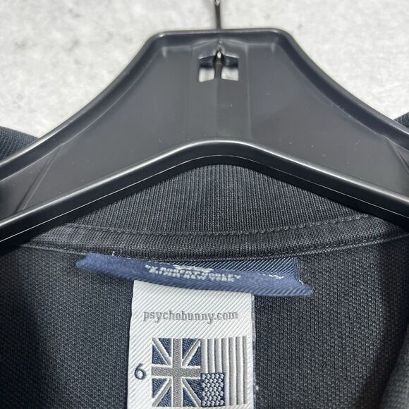 Psycho Bunny Polo Shirt Mens Size 6 Large Black Pima Cotton Embroidered Golf - Picture 10 of 11